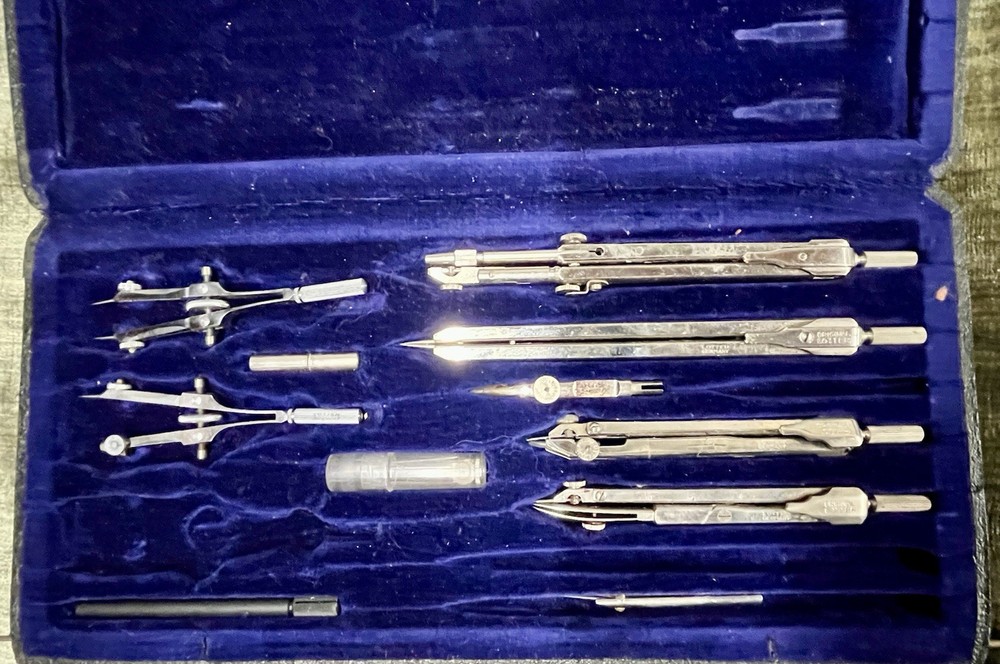 Lotter Precision Drafting Tools and Compass Set Vintage Original with Case