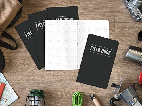 Field Notebook/Pocket Journal - 3.5"x5.5" - Black - Dot Graph Memo Book -