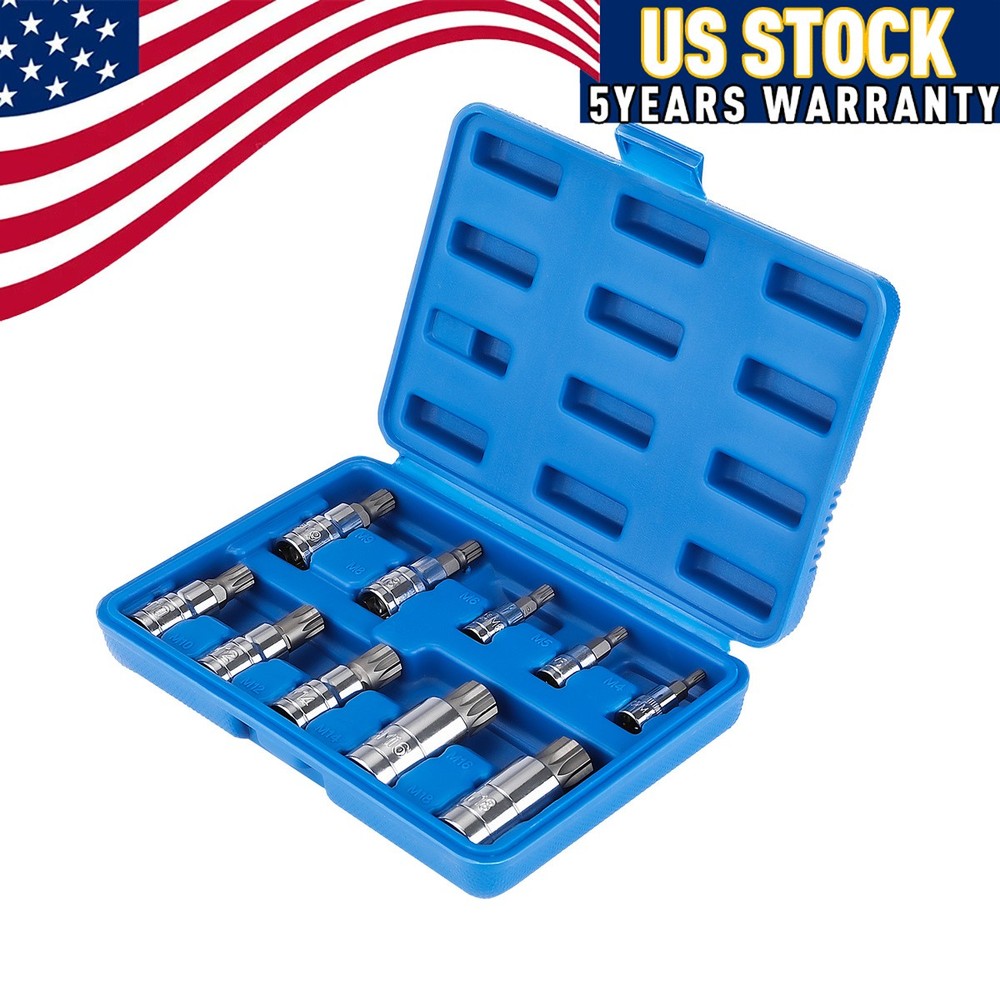Bit Socket Set 10 PCS Spline Bit Socket Set Triple Square Spline Bit Socket kit
