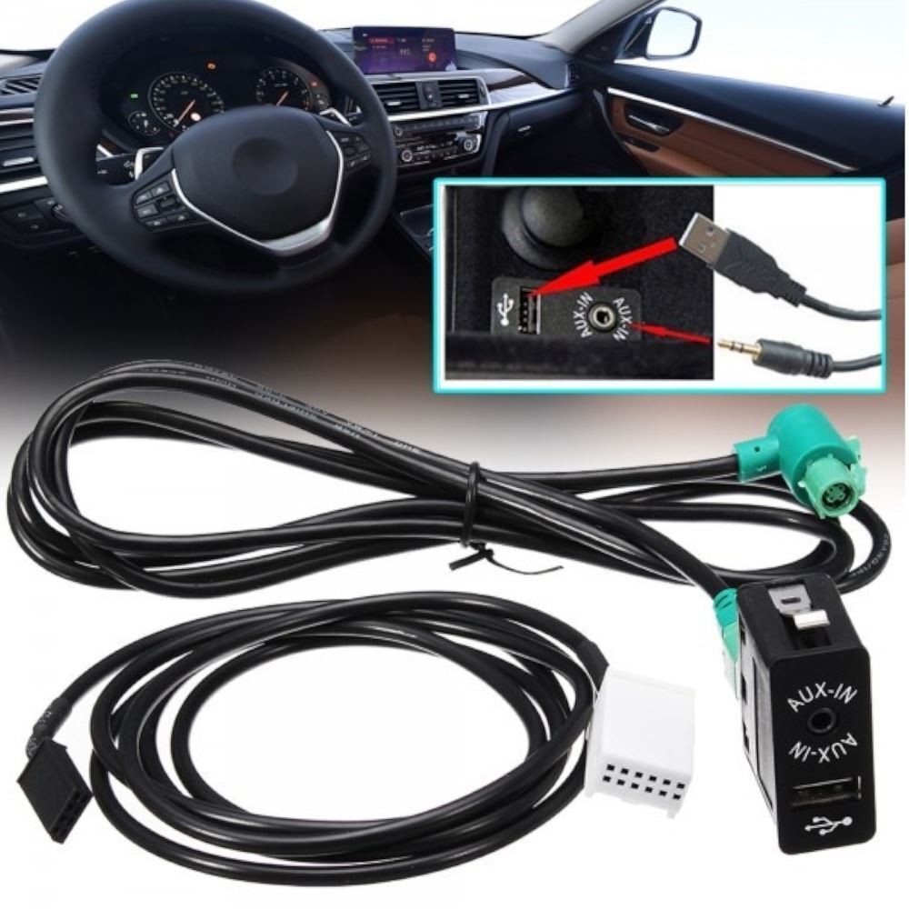 USB AUX Port Switch Cable For BMW 1 3 Series X1 E81 E87 E88 E82 E90 E91 E92 3.5m