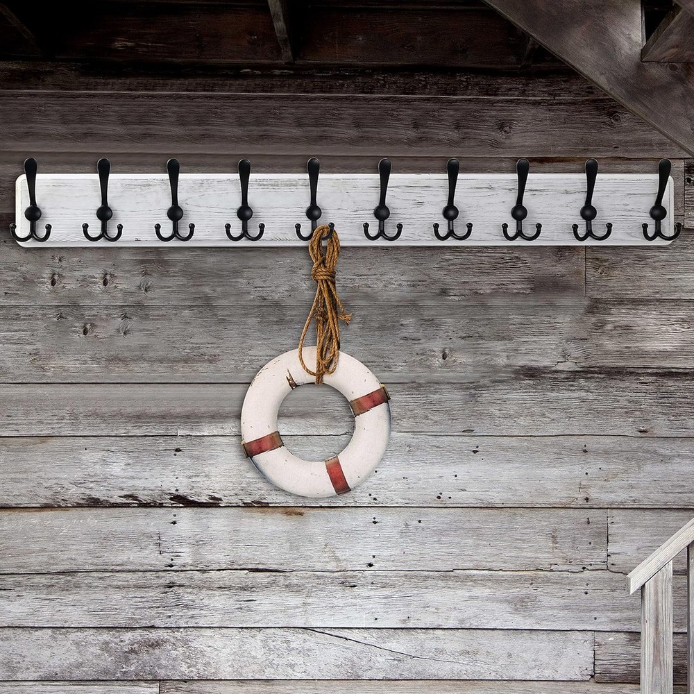 Farmhouse Style Wall Coat Rack with 5 Hooks - Easy Installation & Durable
