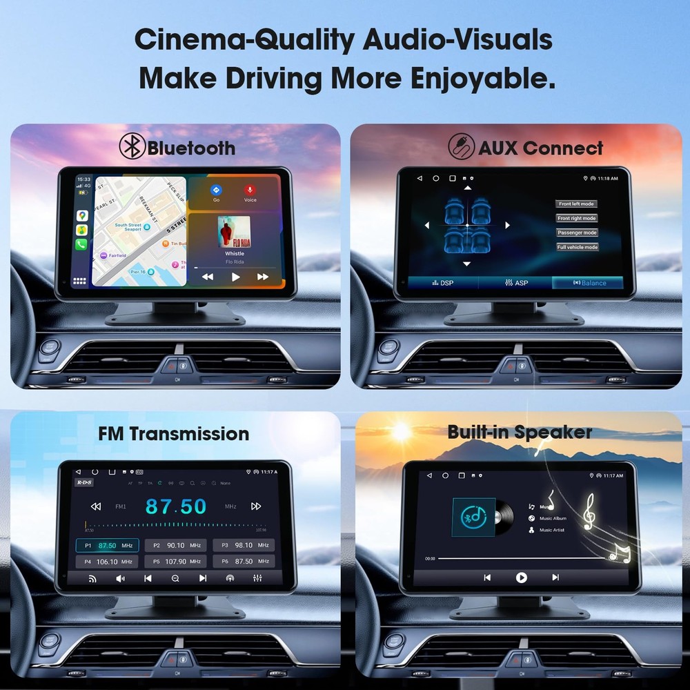 7" Portable Wireless CarPlay & Android Auto Car Stereo with Backup Camera, 7"...