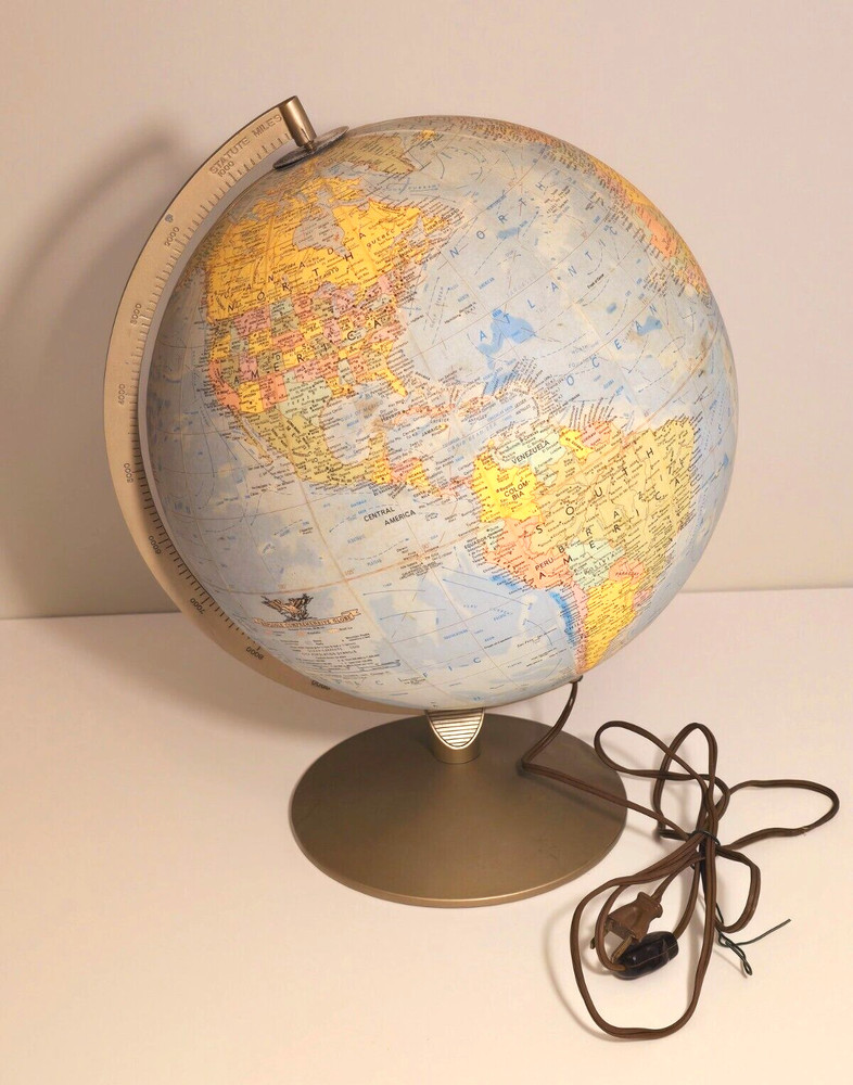 Vintage Replogle Comprehensive Globe Illuminated/Lighted 12" Library Globe USSR