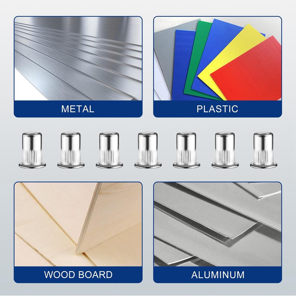 WORKPRO 50PC Rivet Nuts 1/4"-20 Flat Head Threaded Insert Stainless Steel Rivnut