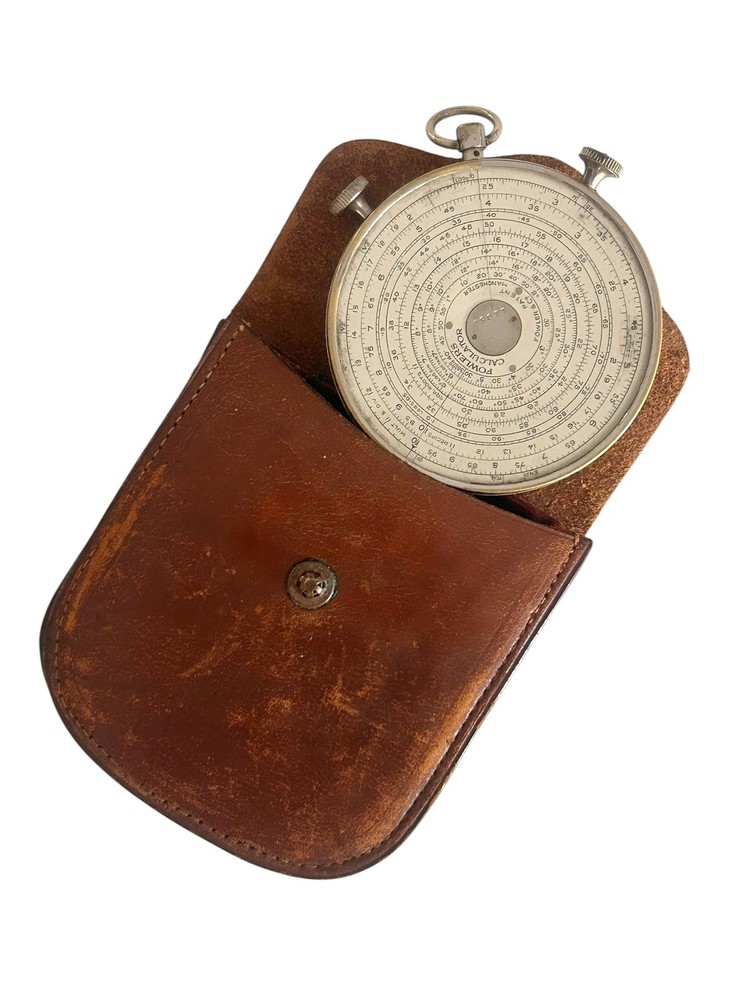 Fowler's Long Scale Calculator Circular Slide Rule Leather Case Instructions
