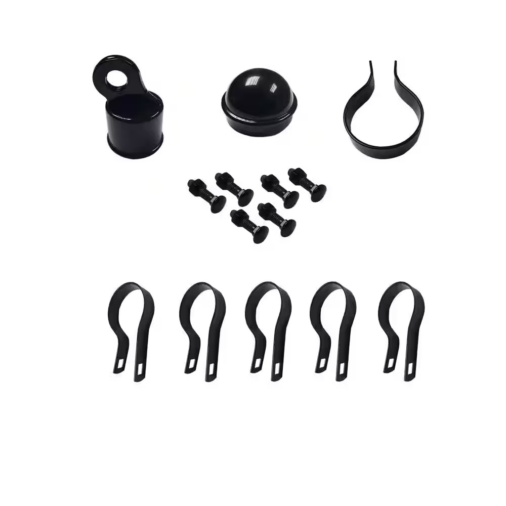 2-3/8 In. Black Chain Link Fence End Post Kit