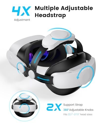 Adjustable VR Head Strap for Meta Quest 3/2 with 7500mAh Battery Pack, Enhanced