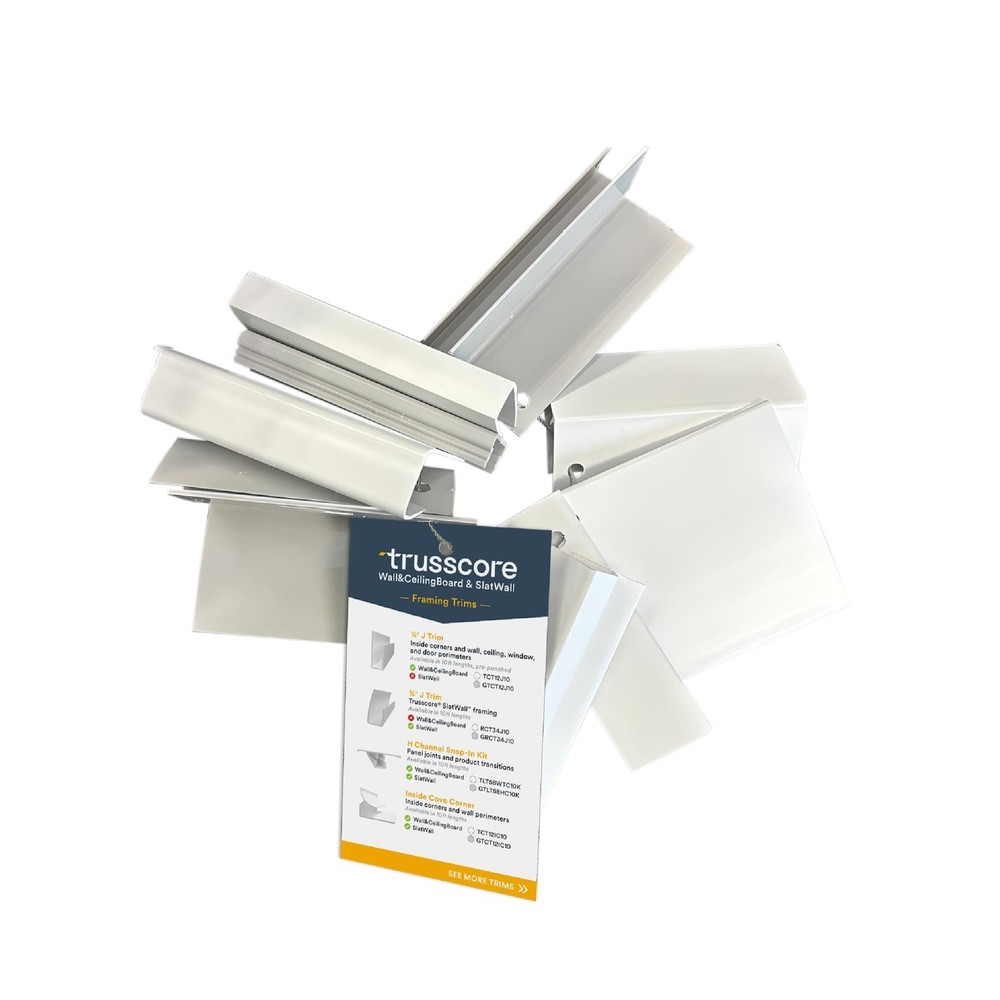 Trusscore Wall&CeilingBoard and Trusscore SlatWall Trims Sample Ring, White/G...