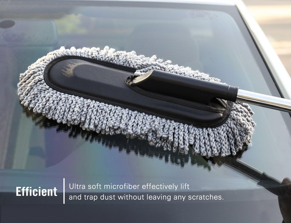 Car Cleaning Duster Microfiber Large Extendable Wax Treated Plastic Handle Brush
