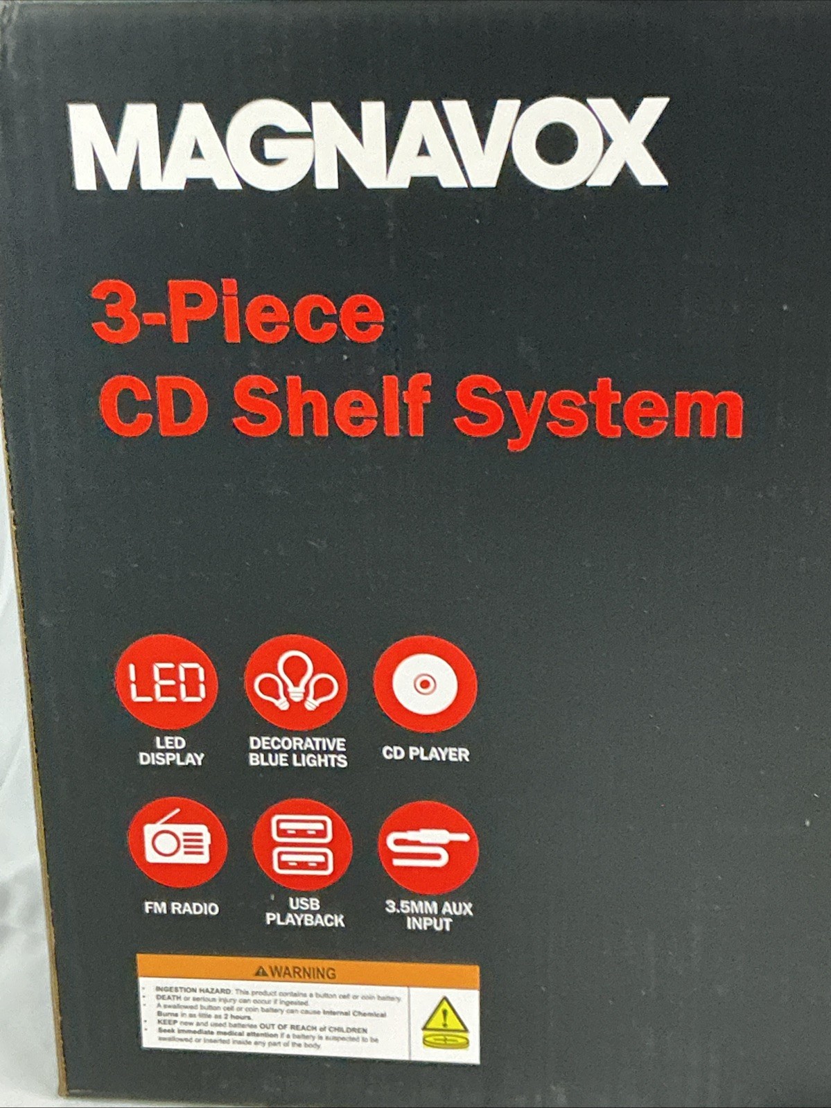 New In Box Magnavox 3-Piece CD Shelf System Digital FM Stereo Radio Bluetooth