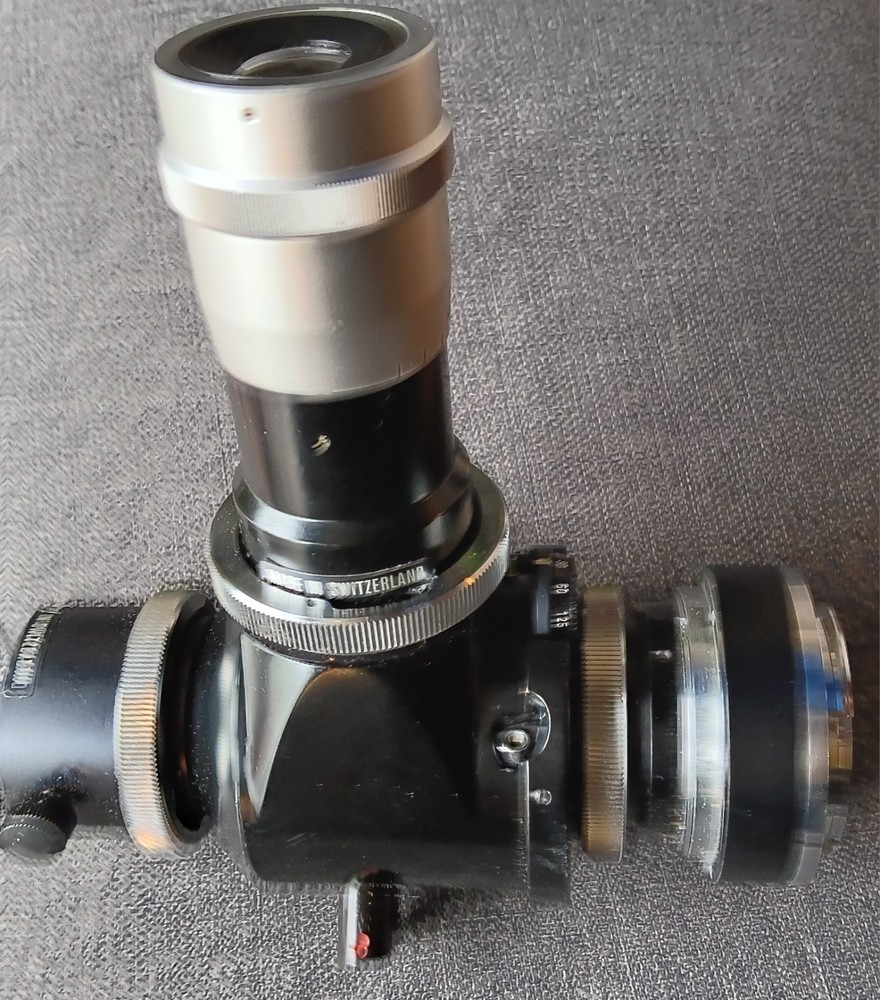 VINTAGE HEERBRUGG MICROSCOPE CAMERA ADAPTER ASSEMBLY WITH SHUTTER