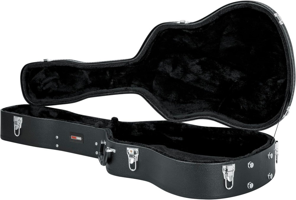 Durable 6/12 String Acoustic Guitar Case with Plush Interior & Locking Latch