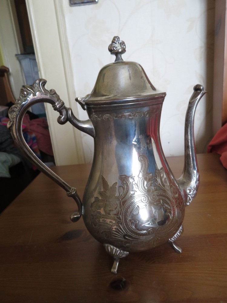 Vintage silver plated ornate coffee pot