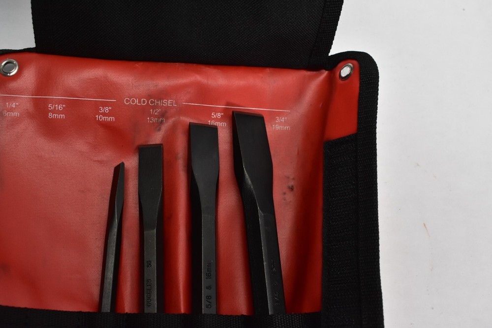 Mayhew Cold Chisel Set 60560 Partial 4 Piece* Set with Roll-Up Storage Case