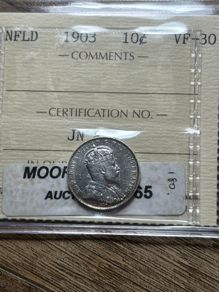 Newfoundland 10 Cent 1903 ICCS Graded VF-30