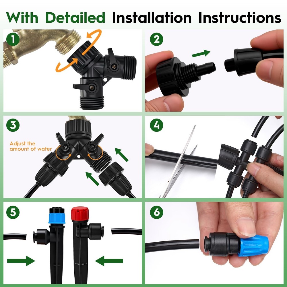 200 FT Quick-Connect Drip Irrigation System Kit, Automatic Garden Watering Mi...