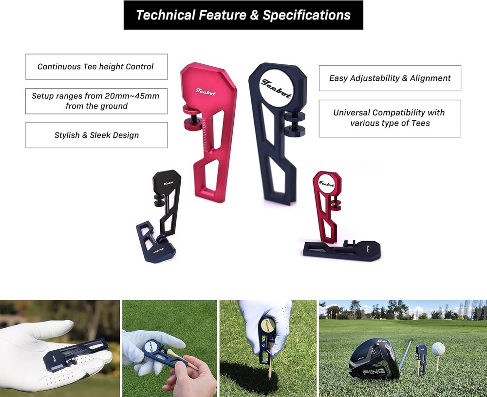 PRO - Premium Golf Accessory for Tee Height Setup Tool with Midnight Blue