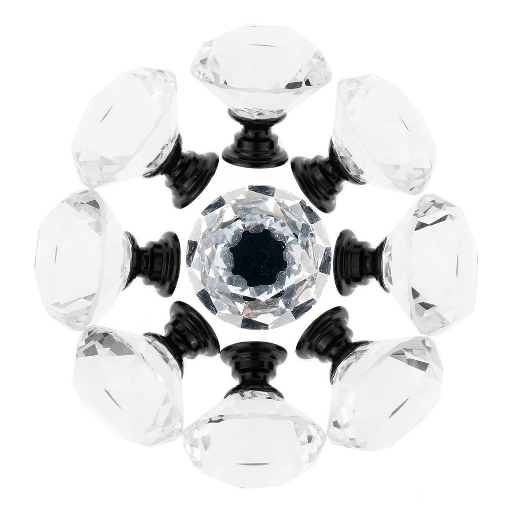YourGift 12 Pack Drawer Knobs Diamond Shaped Crystal Glass 30mm Cabinet Knobs...