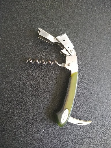 One (1) Trudeau Waiter Tool / Corkscrew / Knife Combo Server Bartender Green