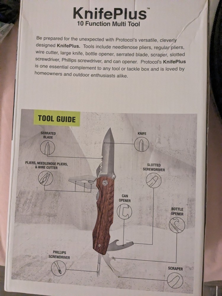 Protocol KnifePlus 10 Function Multi Tool, Stainless Steel, Pliers, Brown