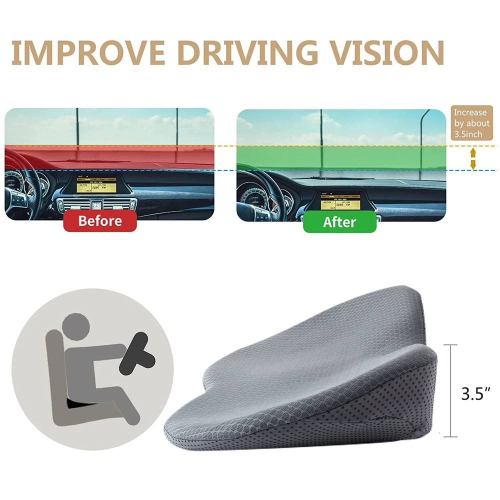 Livtribe Car Seat Cushion - Memory Foam Pad - Sciatica & Small, Gray