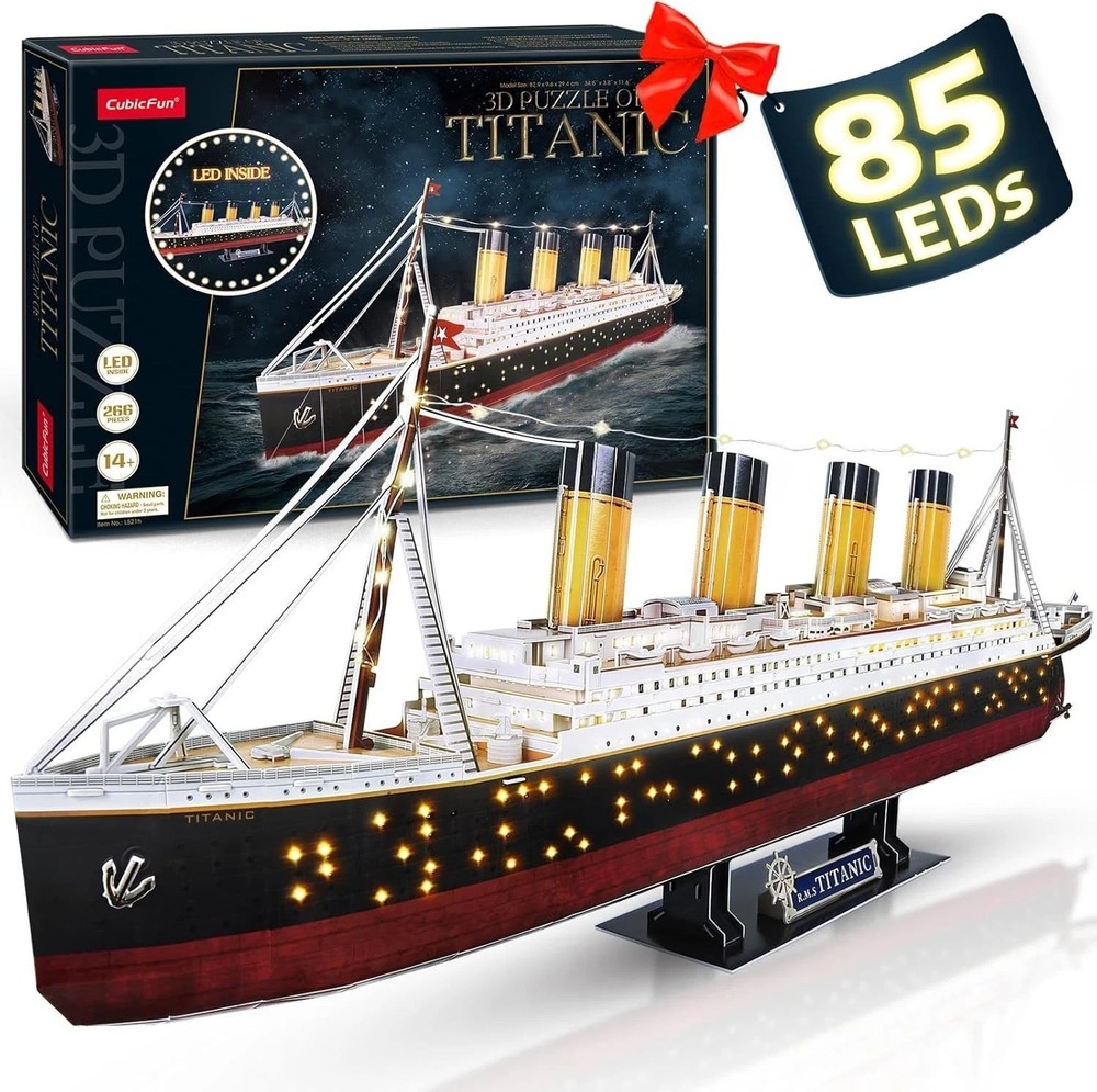 Realistic Titanic 3D Model Puzzle with LED Lights - Perfect for Creative Minds