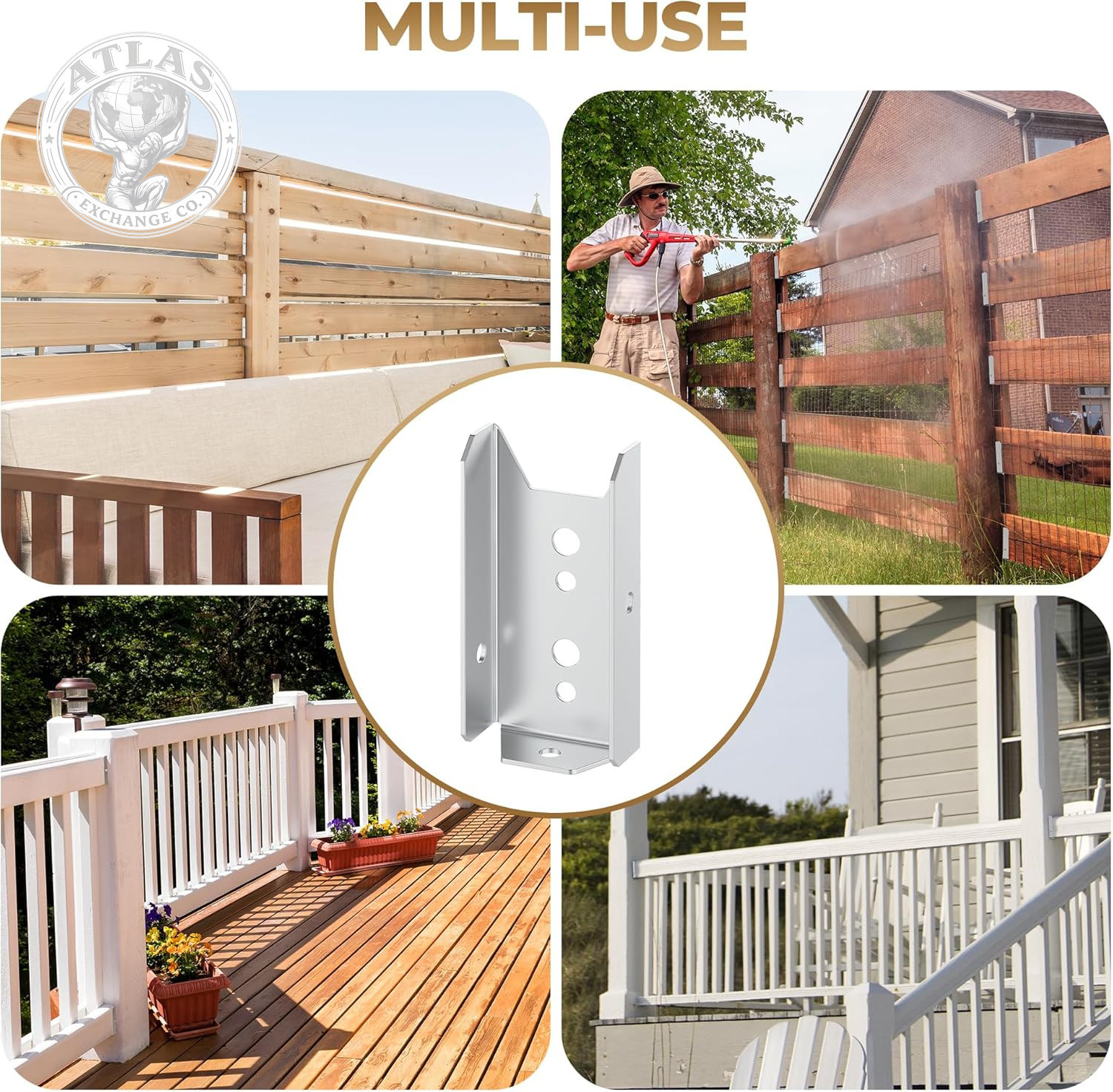 2X4 Fence Brackets for Wood,Fence Post Bracket,2X4 Brackets for Fence Rail,Deck