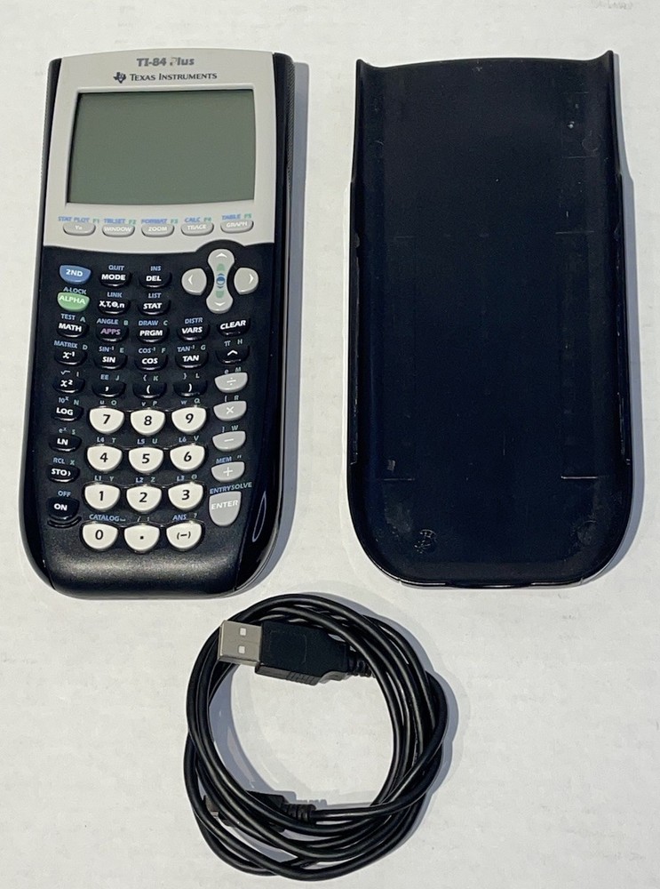 Texas Instruments TI-84 Plus Graphing Calculator w Cable TESTED WORKING