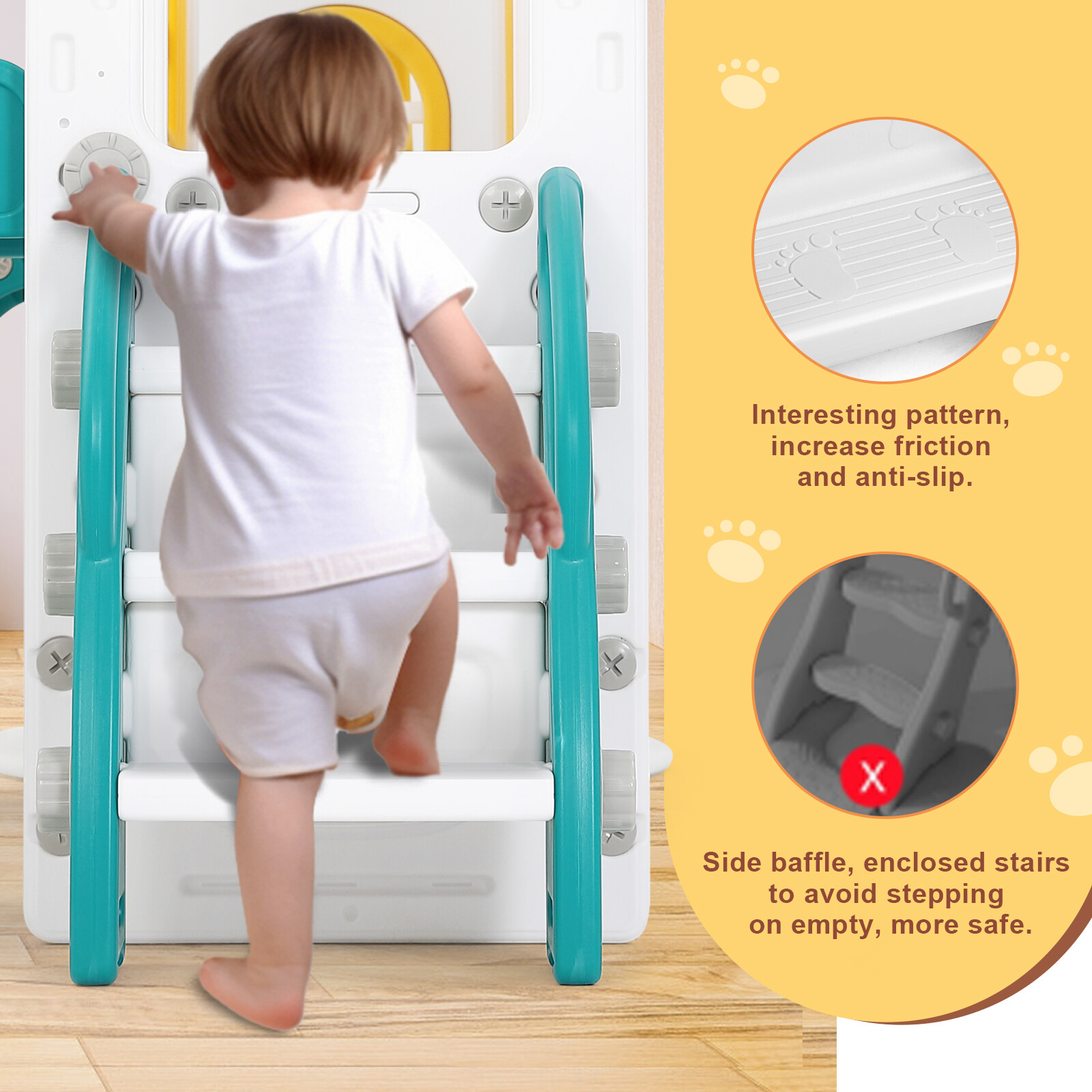 New 9in1 Kids Double Slide Toddler Playground Climb Playset Indoor/Outdoor Toys