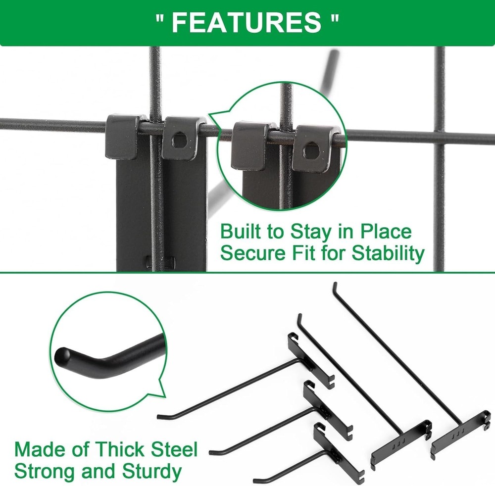 4 Inch Gridwall Hooks Grid Panel Hanging for Retail Home Workspace Organization