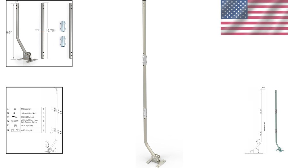 Universal Adjustable Mounting Pole for Antennas - 1" Diameter, Easy Install