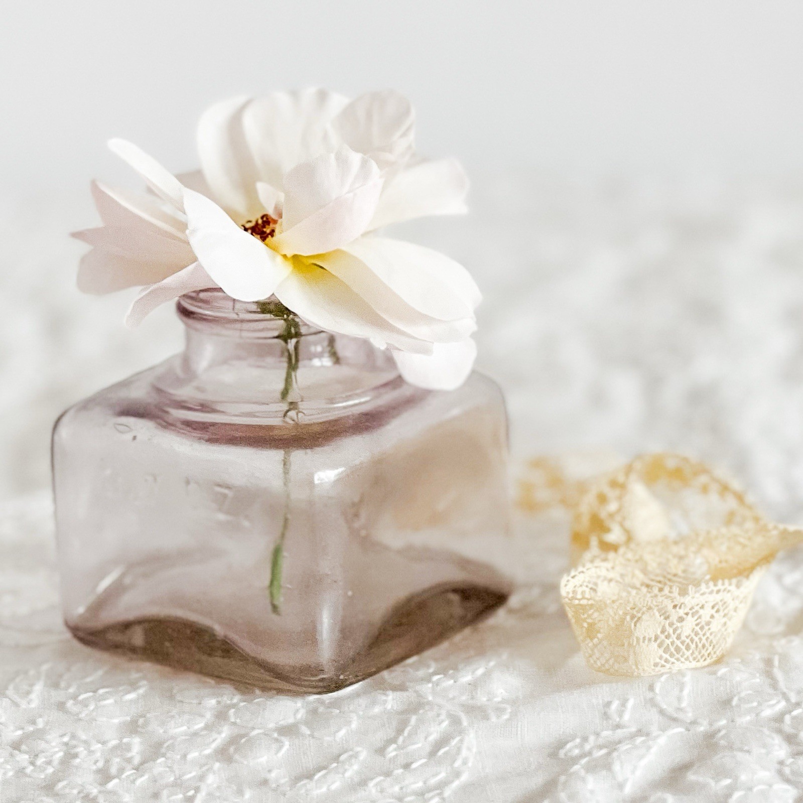 Antique Lavender Ink Bottle 1900s Glass Inkwell