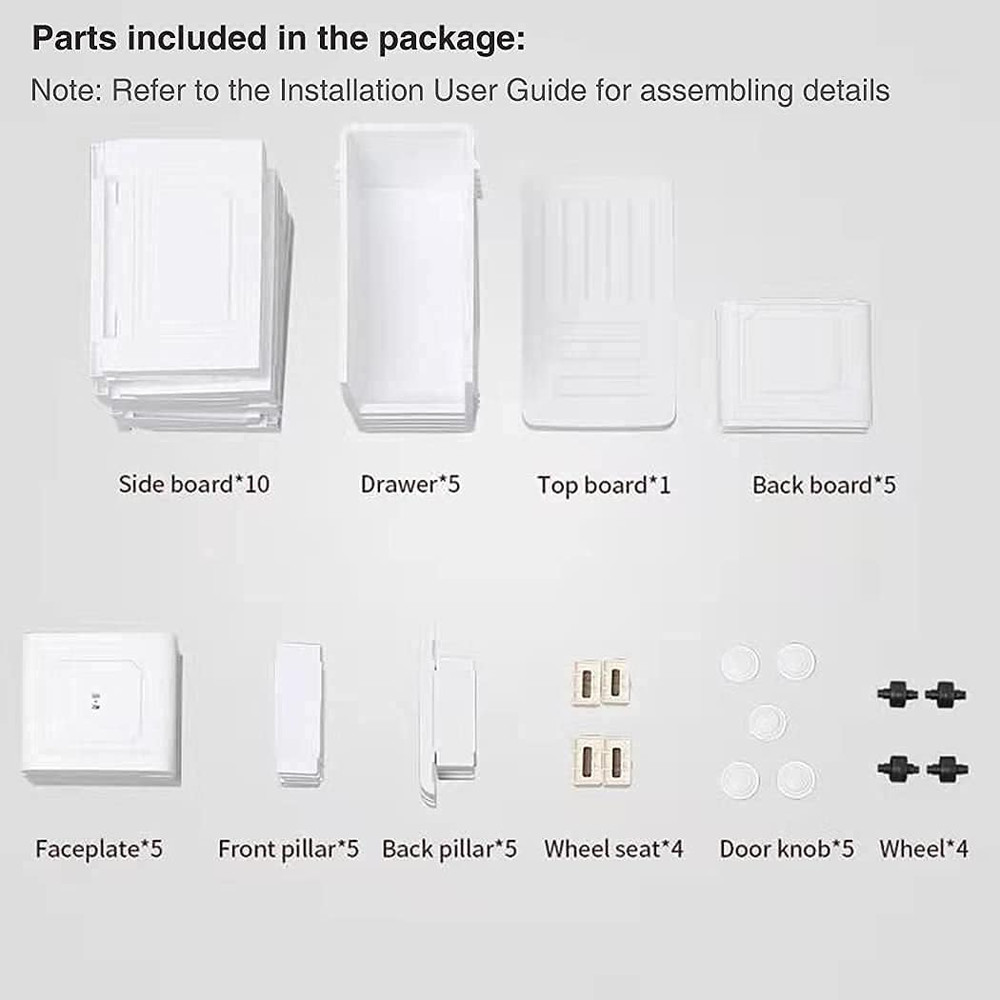 Super Light Weight Slim Plastic Bathroom Storage, Self-Assembling Organizer 5 Ti