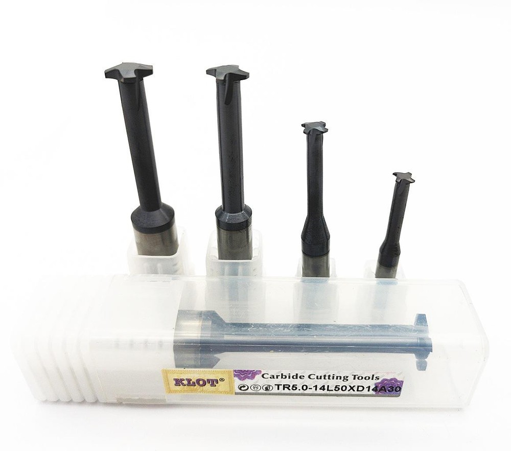 KLOT Coated TR30 Trapezoid Solid Carbide Single Teeth Thread Mill 1.5-5.0 CNC