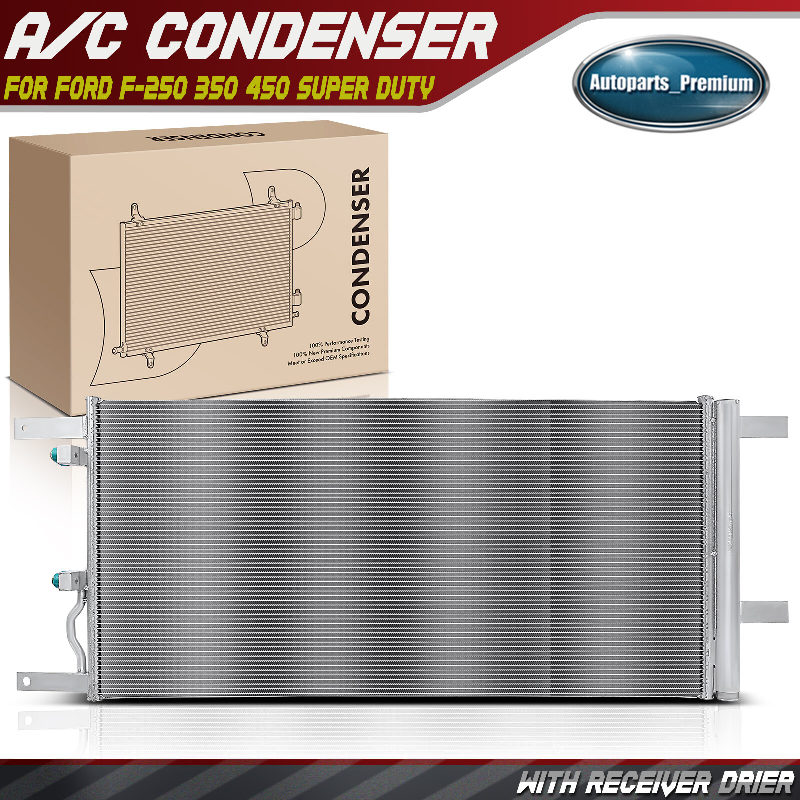 AC Condenser Parallel Flow w/ Receiver Drier for Ford F-250 350 450 Super Duty