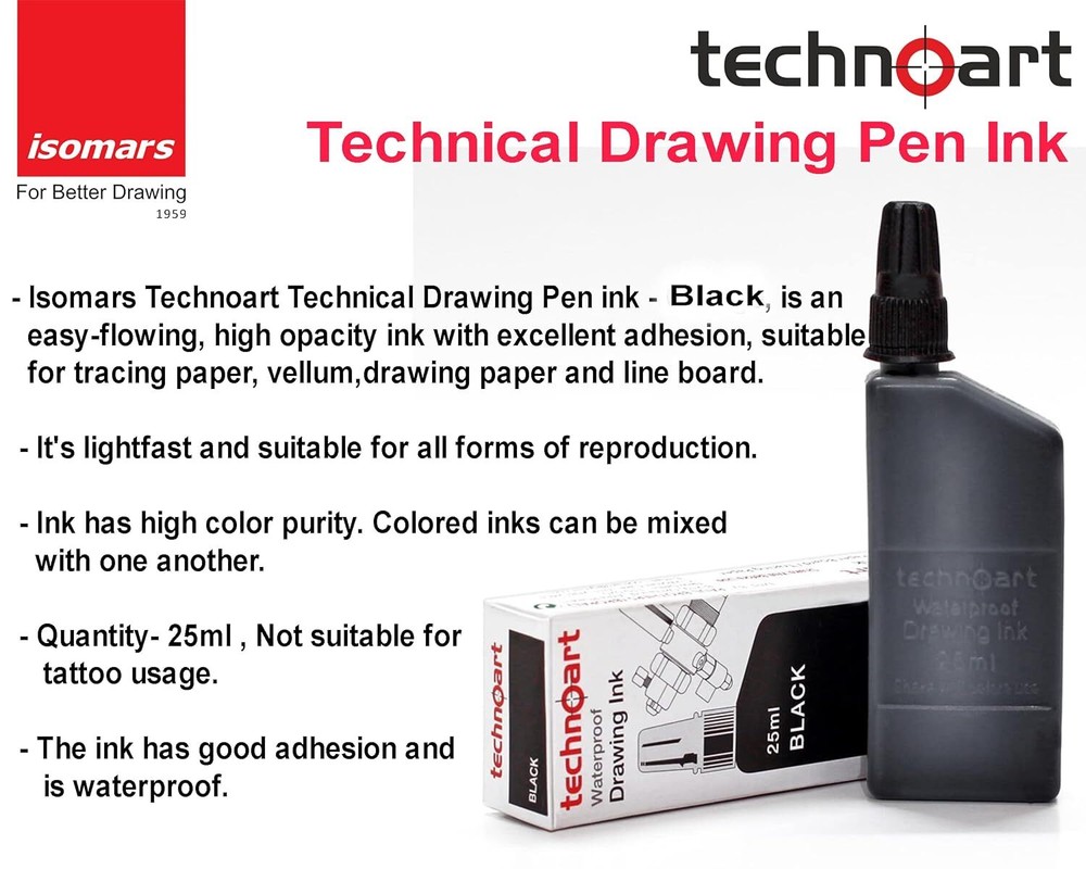 Isomars Technical Extra Fine Drawing Pen Set 0F 8,Black