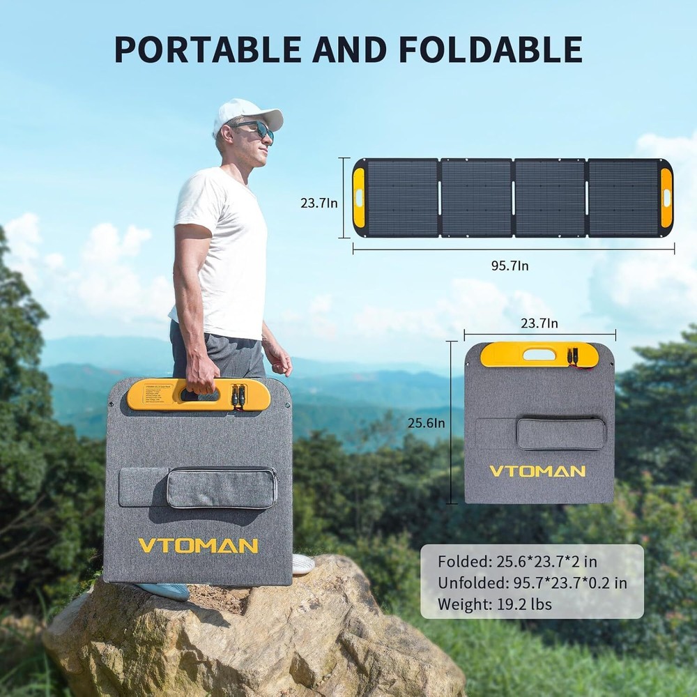 VTOMAN VS200 Portable Solar Panel 200W 19V 23% Efficiency Foldable Solar Panel