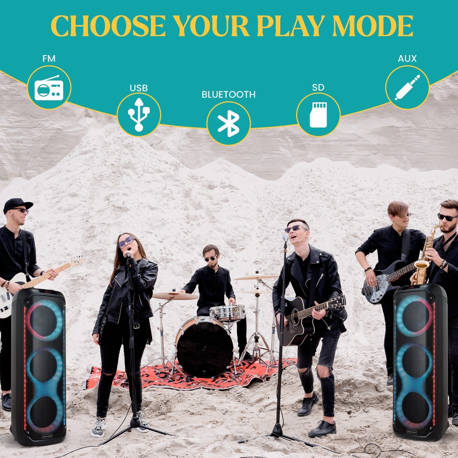 Dolphin KP-380 Triple 8” Portable Karaoke Party Speaker Lasting Battery with Mic