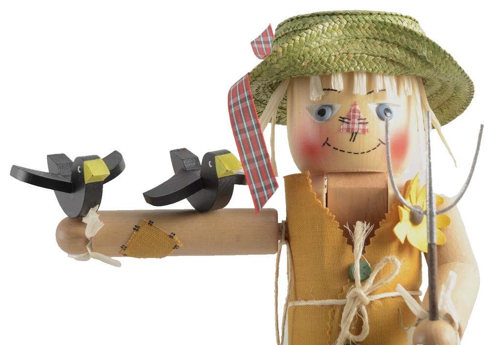 Christian Ulbricht Scarecrow Nutcracker Crows Pitchfork Corn RARE HTF 16" Tall