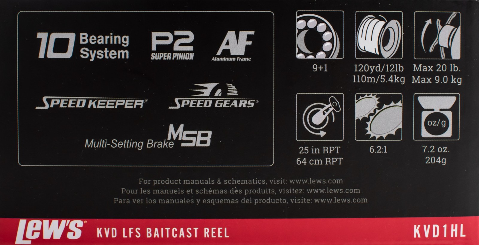 LEW'S KVD LFS KVD1HL 6.2:1 GEAR RATIO LEFT HAND BAITCAST REEL