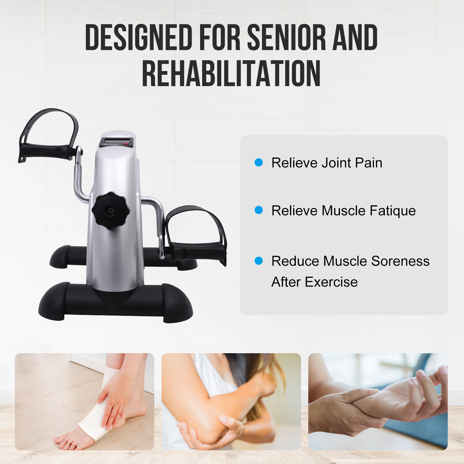 Portable Mini Cycle Bike Foot Pedal Exercise Machine Arm Leg Recovery Peddle US