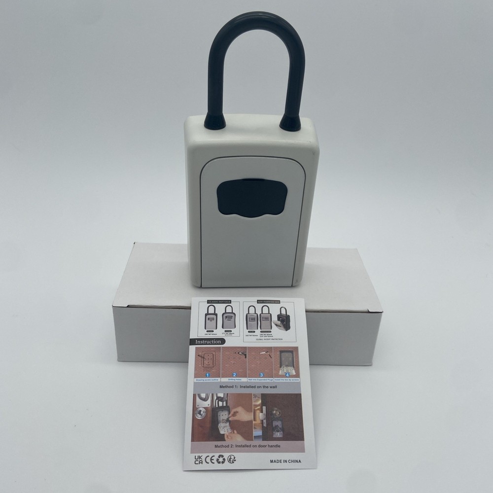 Key Storage Lock Box, Combination Lock Box, Wall Mt. (White Heavy Duty)