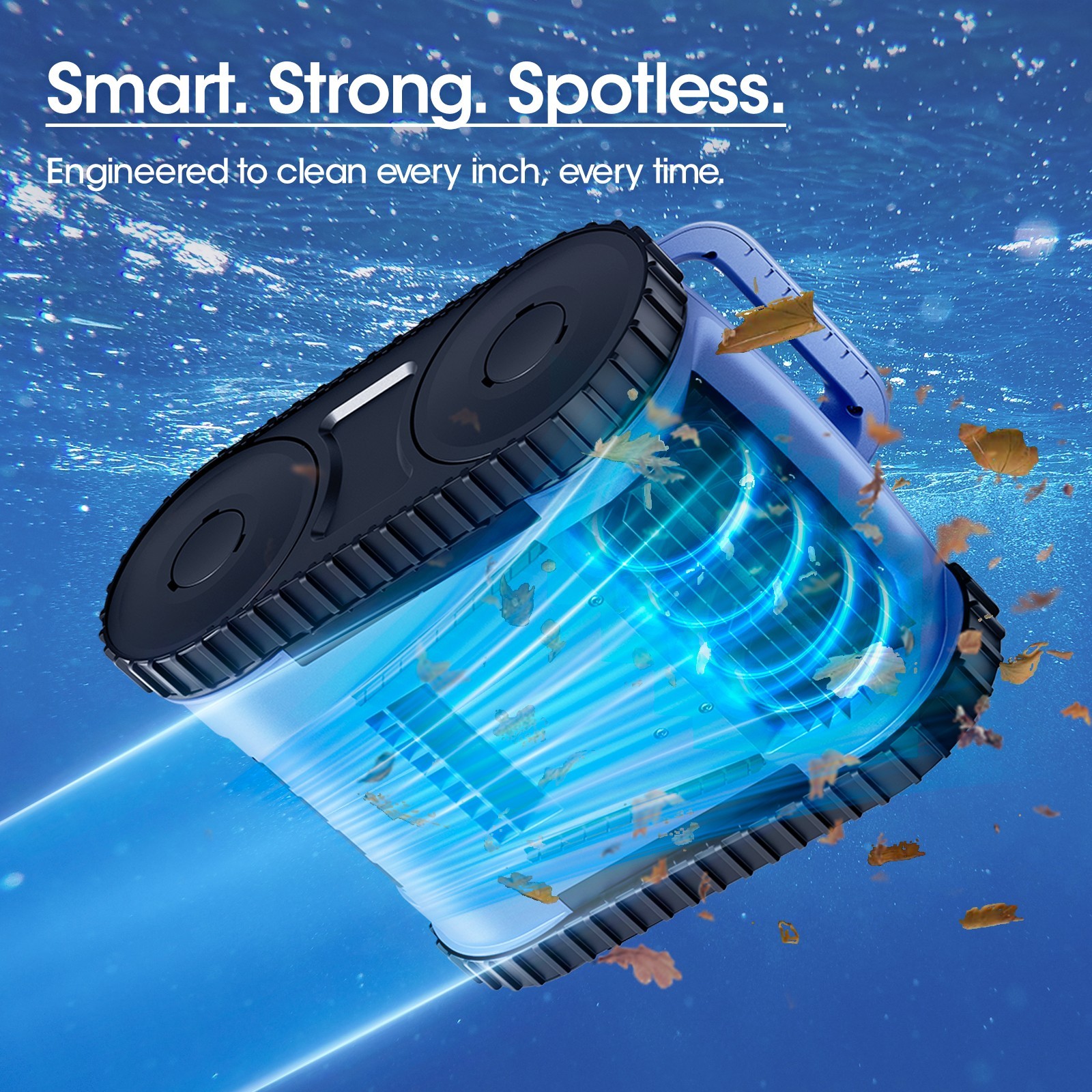 Seauto Cordless Robotic Pool Vacuum Wall Waterline Pool Cleaner with Track Drive