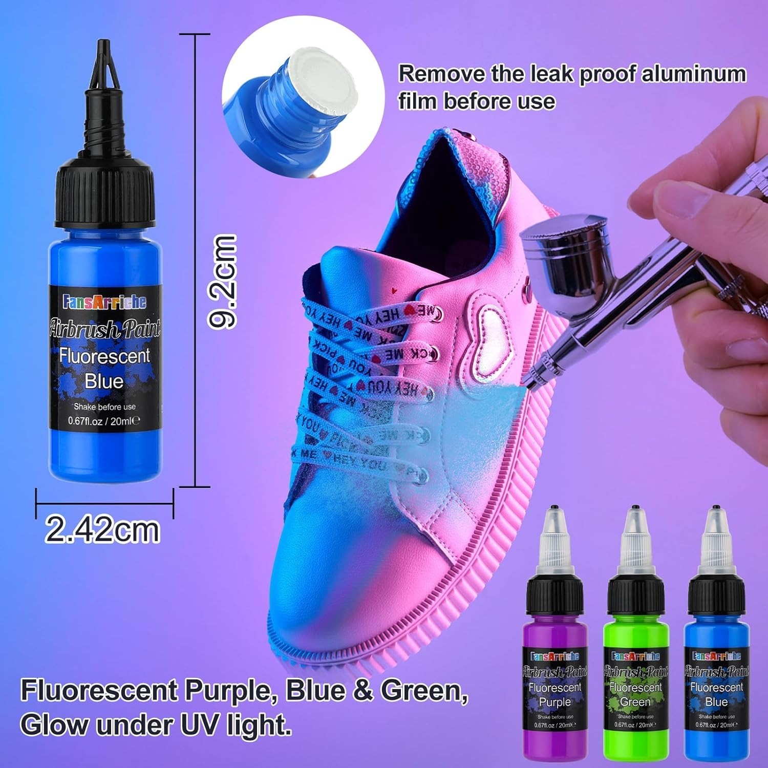 FansArriche Airbrush Paint Set, 20 Colors Acrylic Air brush Paint Kit, Ready...