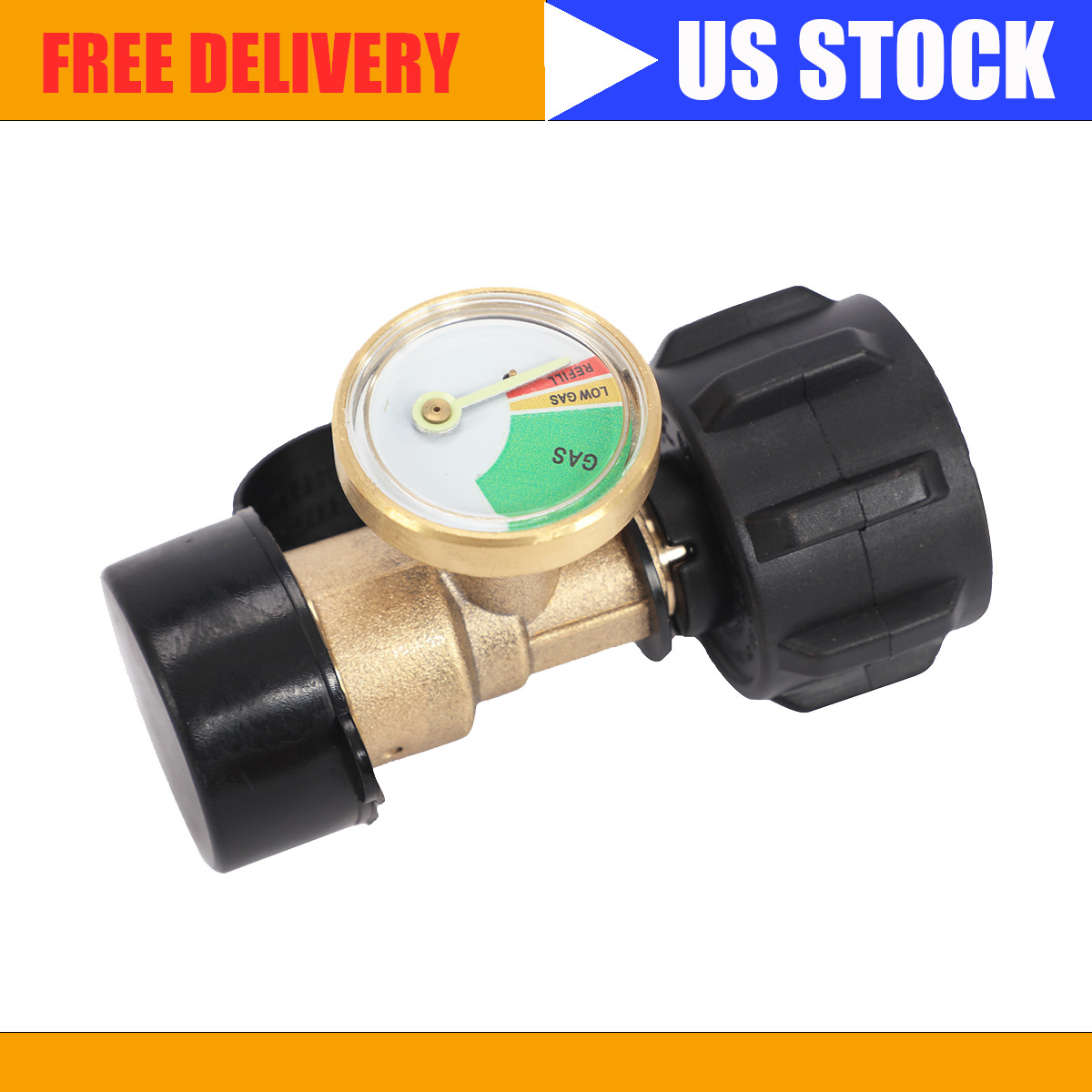 Propane Tank Gauge Brass Adapter w/Gas Pressure Level Meter Indicator for BBQ RV