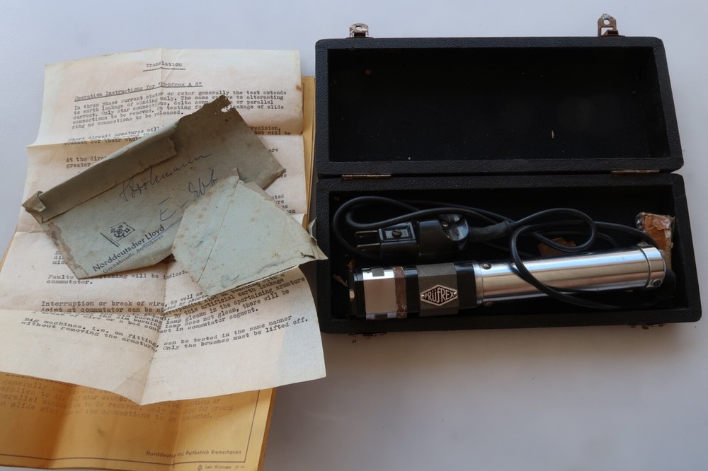 Prufrex Type A6 Growler Testing Unit Motor German W Case & Paperwork (As-Is)