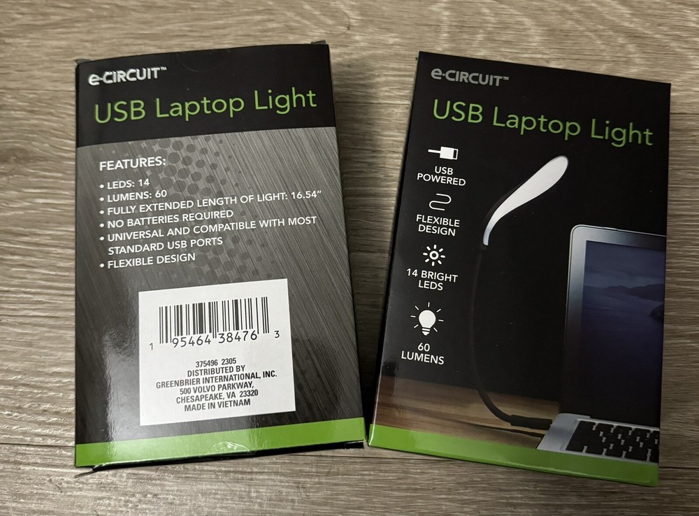 2 Pcs E-Circuit USB Laptop Light No Batteries Needed, 14 LED Lights✅