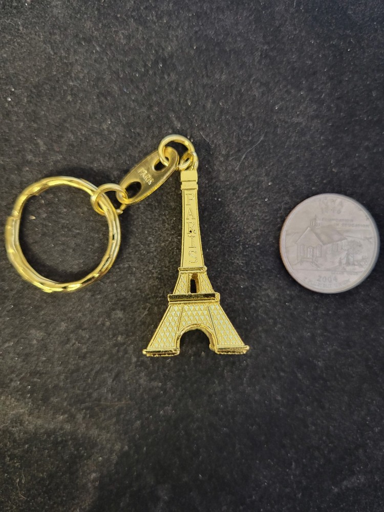 Gold Tone Eifel Tower Charm Key Chain