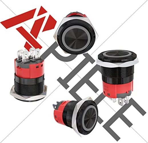 10 Amp 22mm Latching Push Button Switch 10AMP Black Shell Black Shell-Yellow