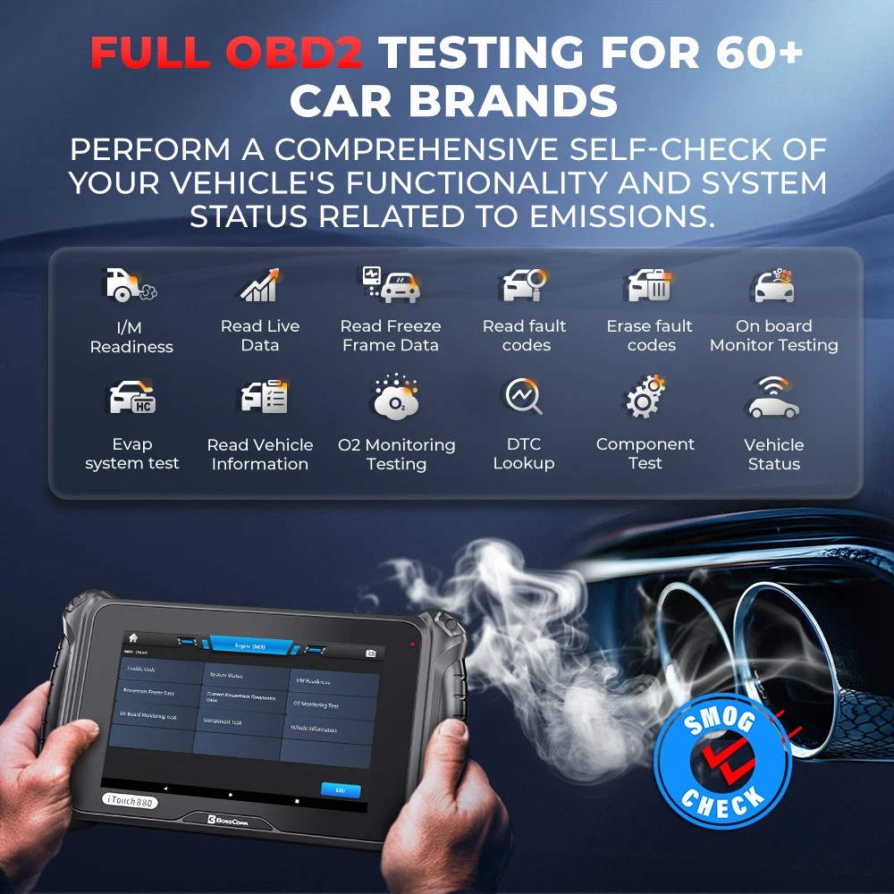 BOSSCOMM iTouch 880 OBD2 Scanner Full System Car Diagnostic Tool EPB Resets